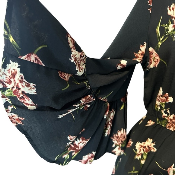 Anama Maxi dress front slit, Boho, Green floral print, buttons, Sz S - Picture 7 of 9